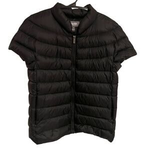 Martha Stewart Short Sleeve Quilted Black Puffer Jacket Oversized Women’s XS
